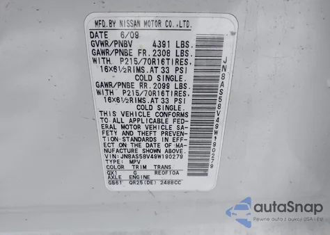 2009 Nissan Rogue S из США, поврежденный, VIN JN8AS58V49W190279